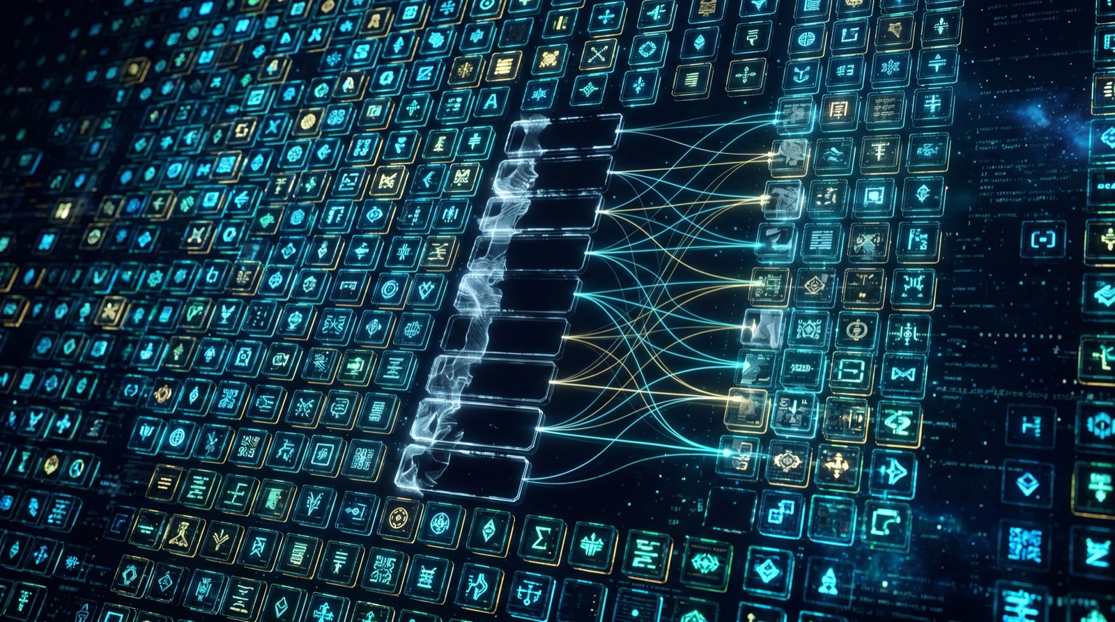 Erased tokens in a grid whose trace lingers in downstream tokens